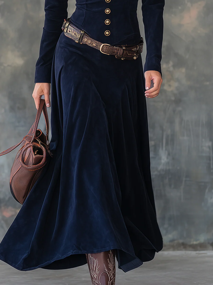 Robe Longue Effet Daim Luxe – Ceinture Incluse