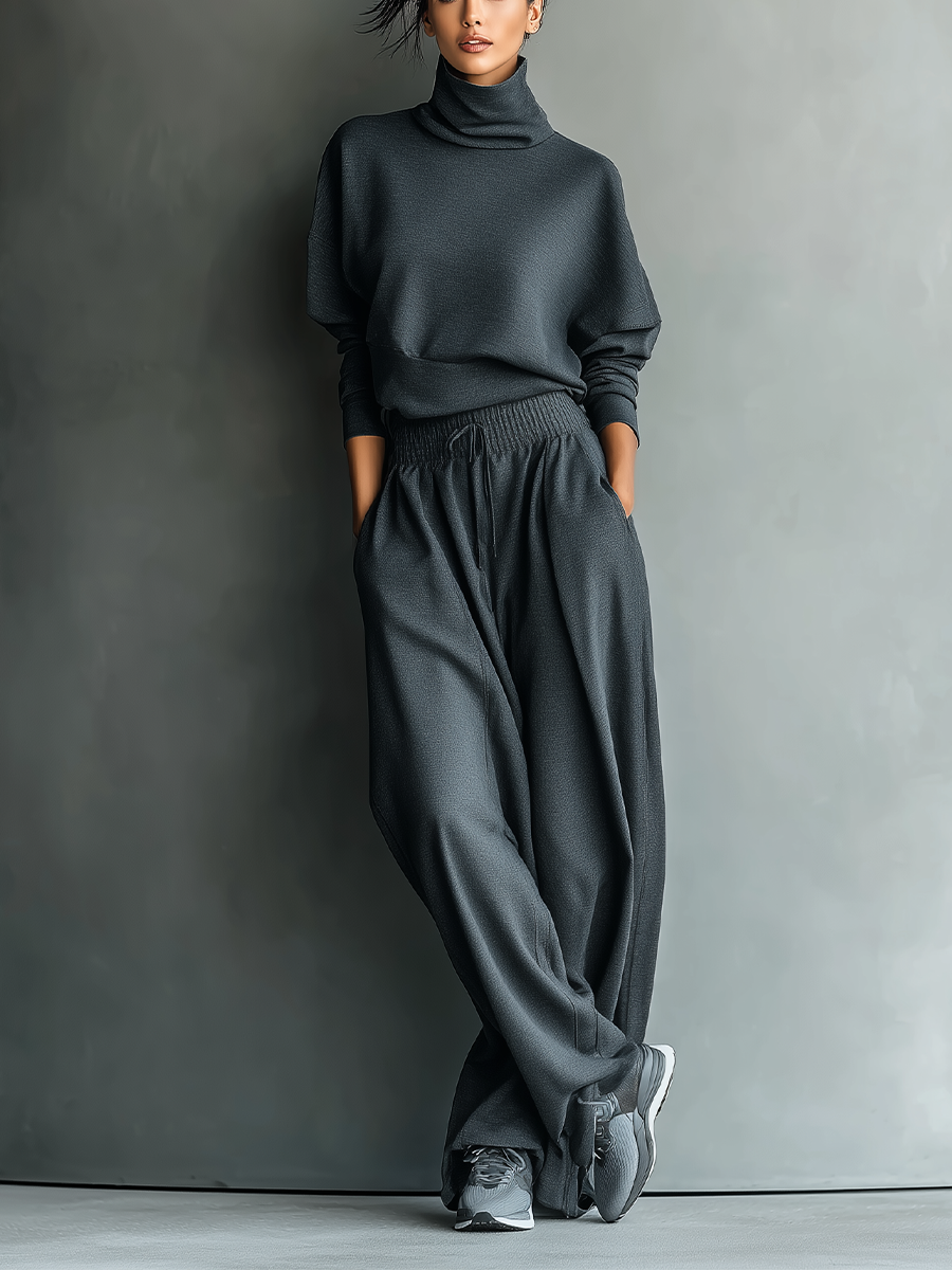 Emma | Ensemble en Tricot Col Montant Pantalon Large
