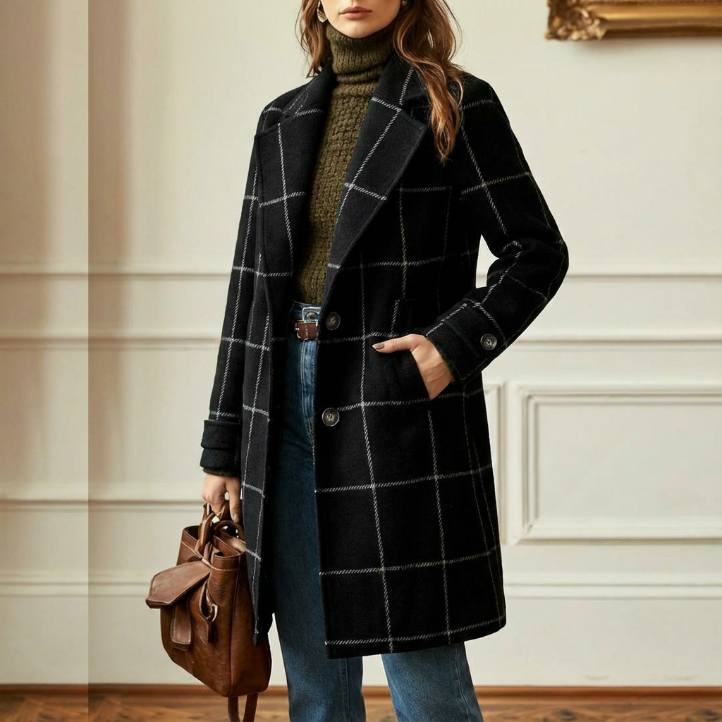 Arvae – Manteau à carreaux raffiné