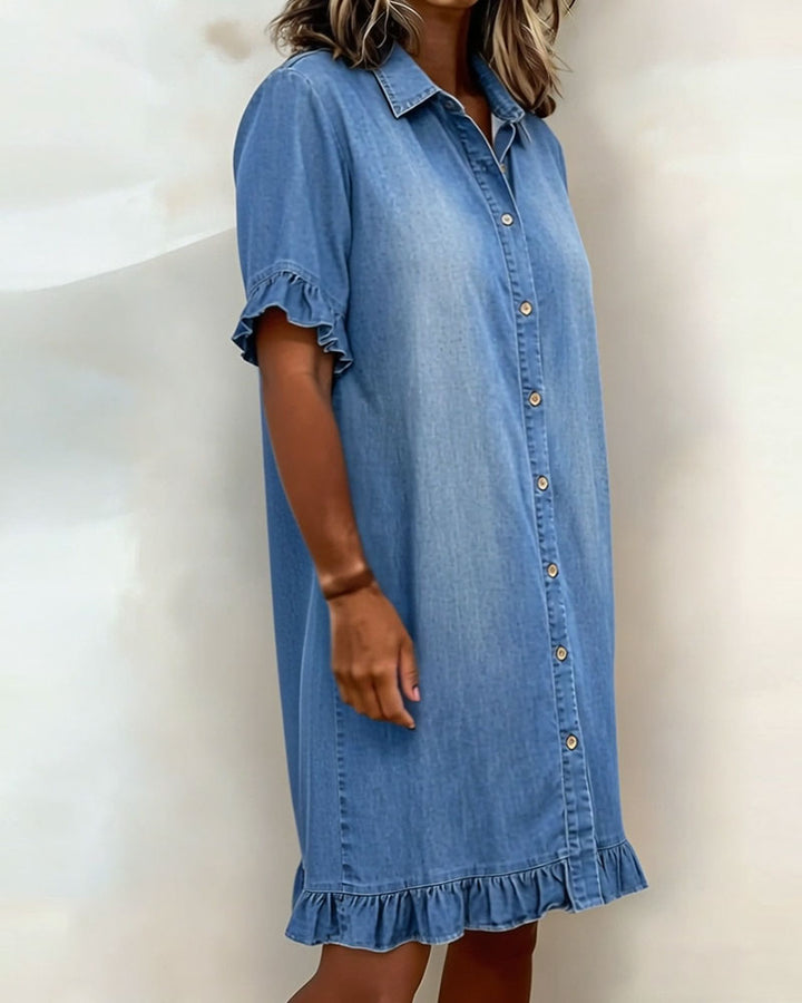 Mode Lumiere™ | Robe en Denim Confortable avec Plis Flatteurs