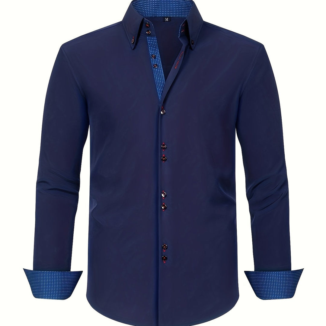 Mode Lumiére™ | CHEMISE ÉLÉGANTE LÉGÈRE AVEC DÉTAILS CONTRASTÉS
