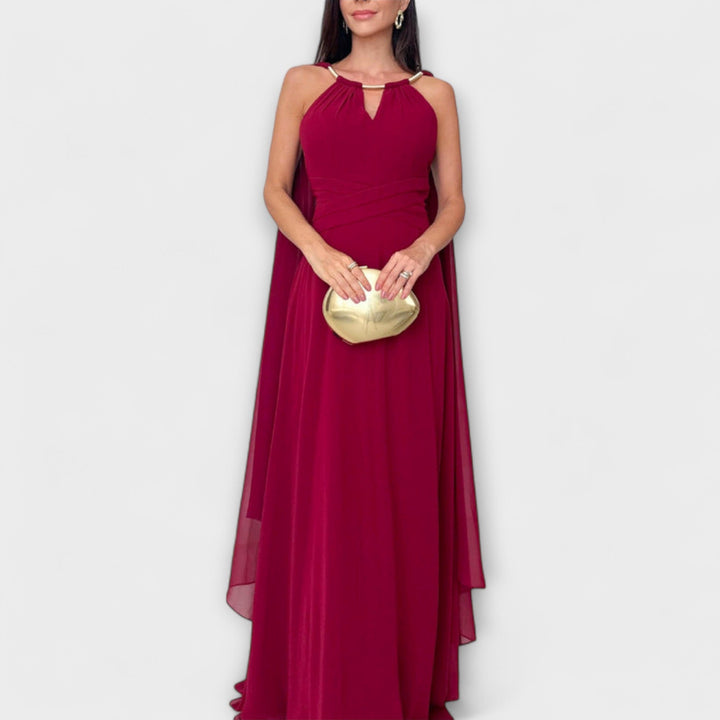 Mabel - Robes maxi élégantes avec cape et fente haute