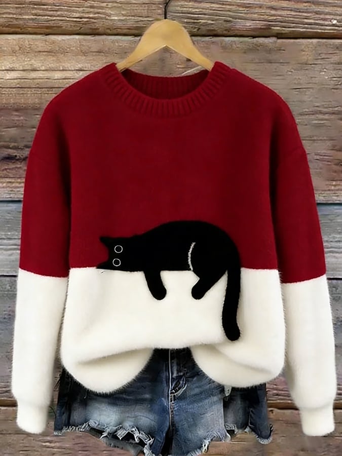 Sweat Femme avec Motif de Chat
