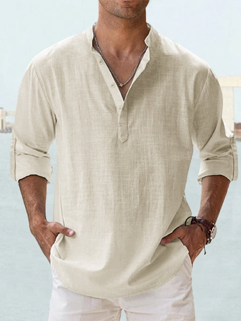 Mode Lumiere™ | Chemise Henley légère en lin pour homme