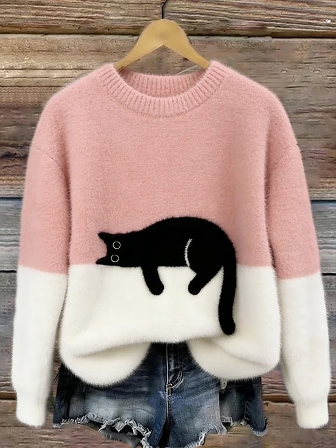 Sweat Femme avec Motif de Chat