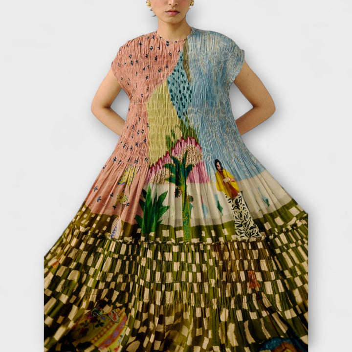 Amara - Robe plissée avec motif animal