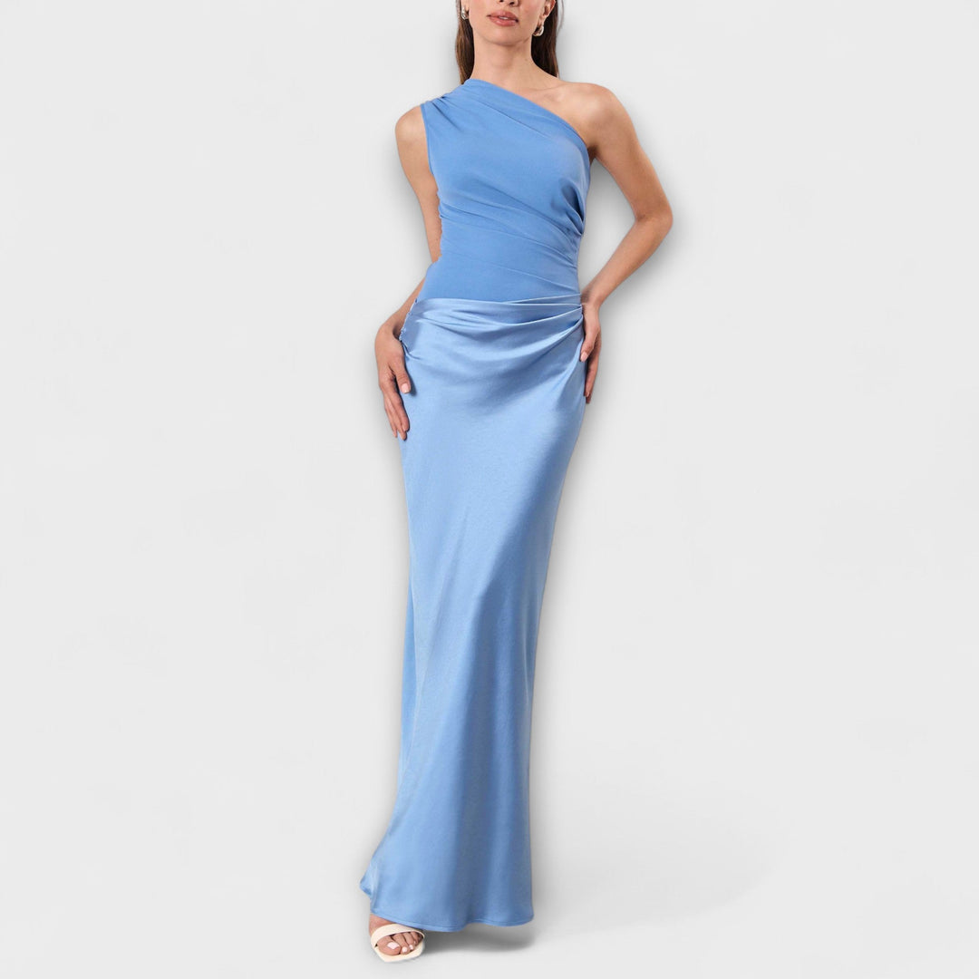 Robes maxi élégantes à une épaule et plis