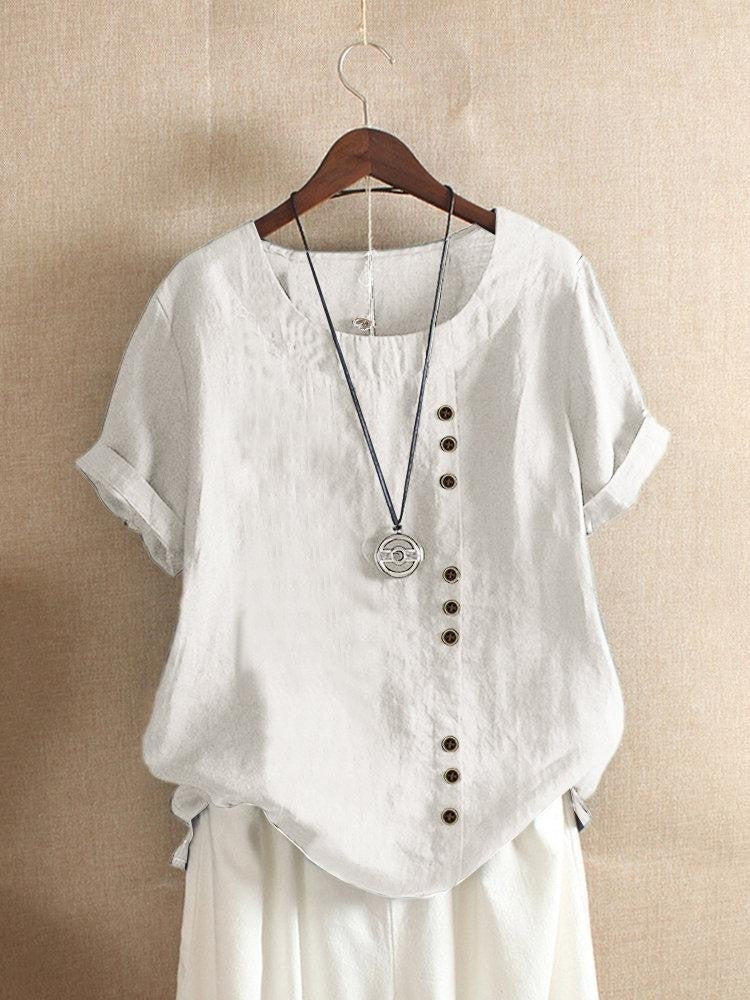 Mode Lumiére™ | Blouse Aérée avec Patte de Boutonnage Bianca