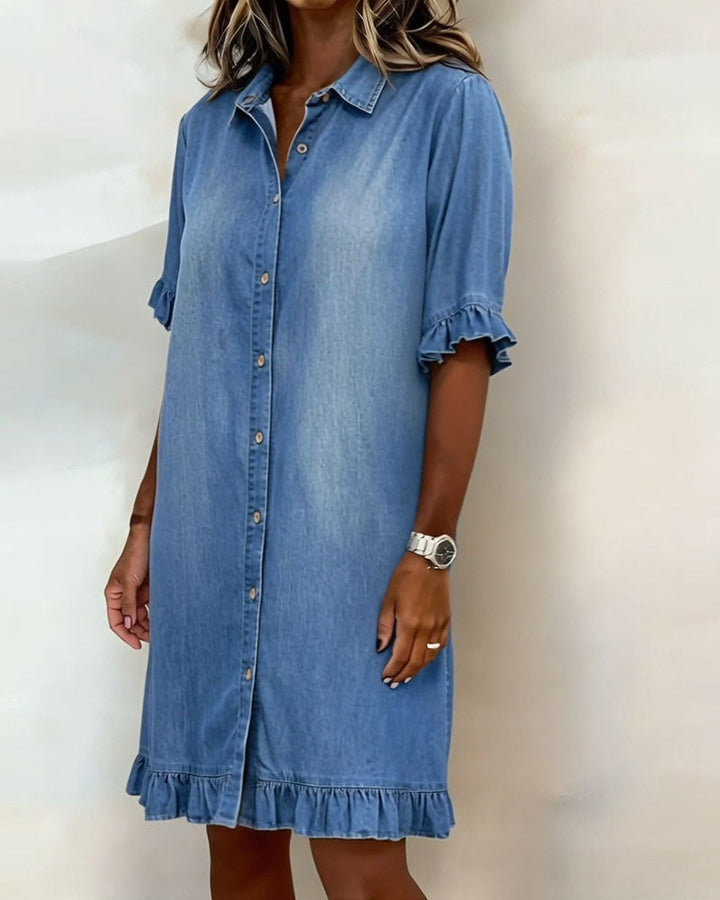 Mode Lumiere™ | Robe en Denim Confortable avec Plis Flatteurs