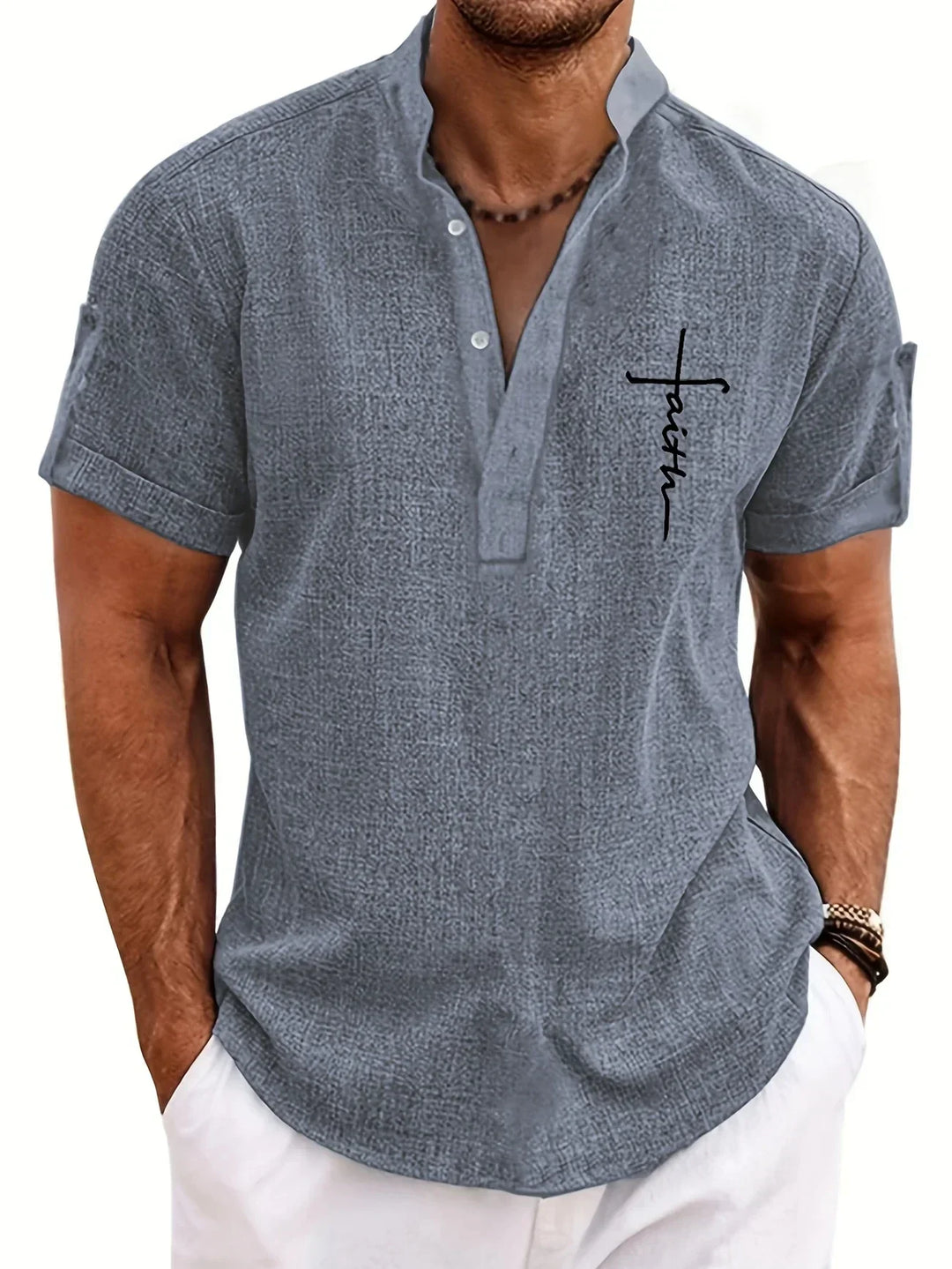 Leblanc™ | Chemise élégante à manches courtes et col montant