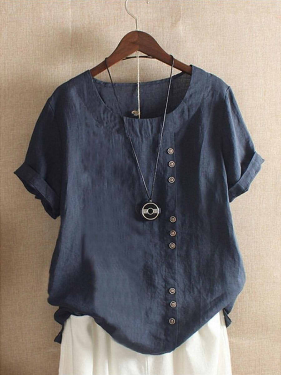 Mode Lumiére™ | Blouse Aérée avec Patte de Boutonnage Bianca