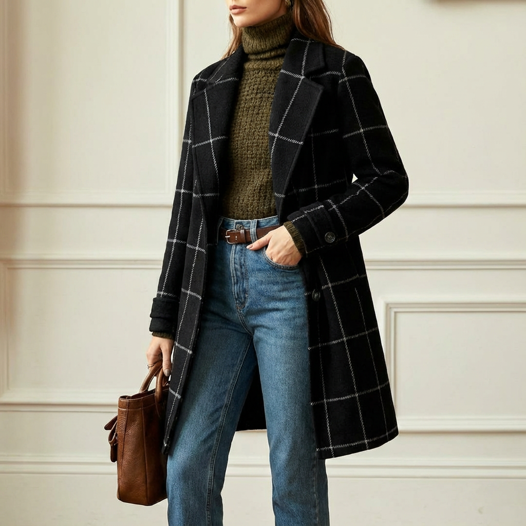 Arvae – Manteau à carreaux raffiné