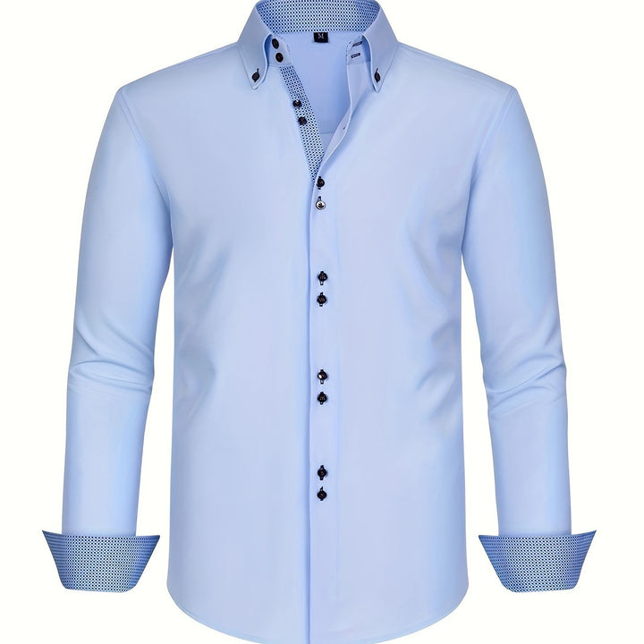 Mode Lumiére™ | CHEMISE ÉLÉGANTE LÉGÈRE AVEC DÉTAILS CONTRASTÉS