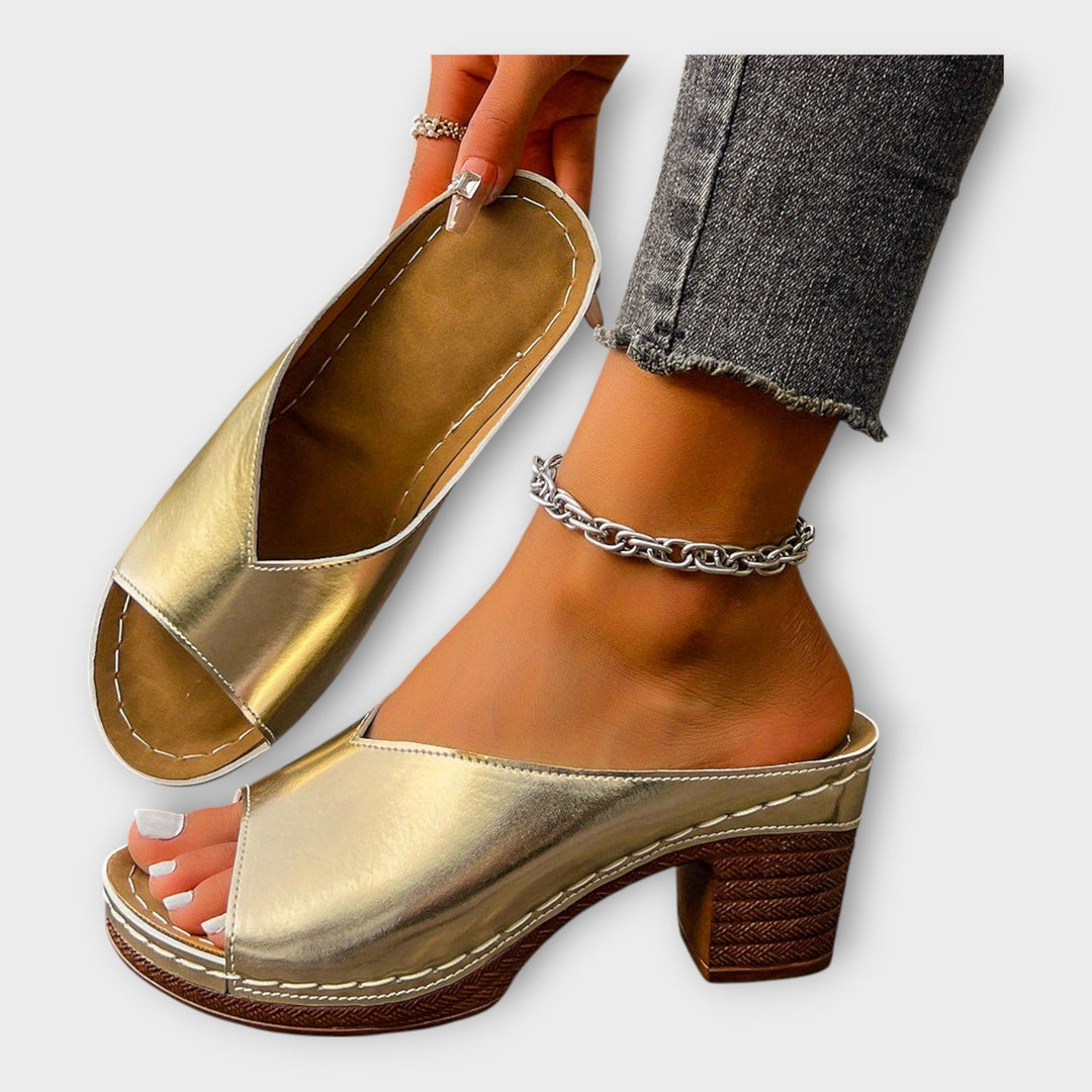 Mode Lumiére™ Sandales à Talon Épais et Talon Ouvert