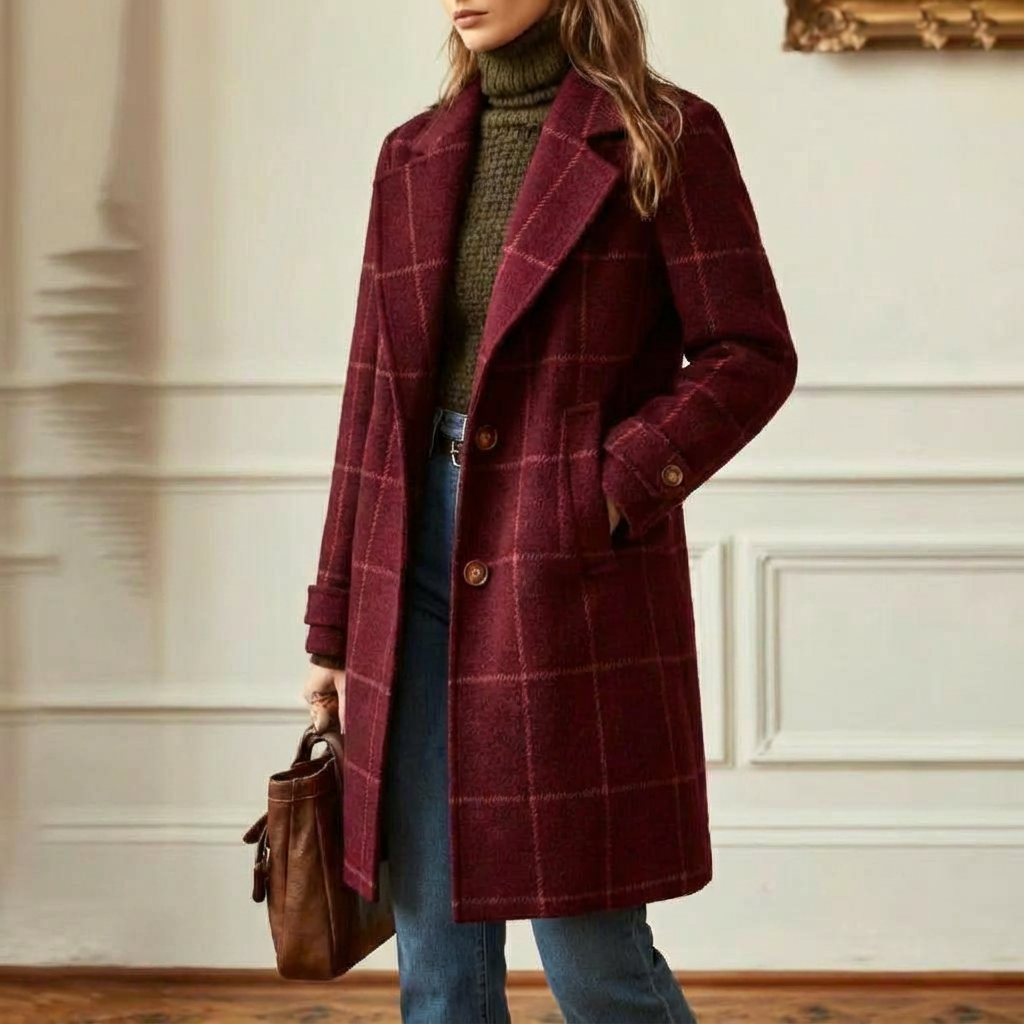 Arvae – Manteau à carreaux raffiné