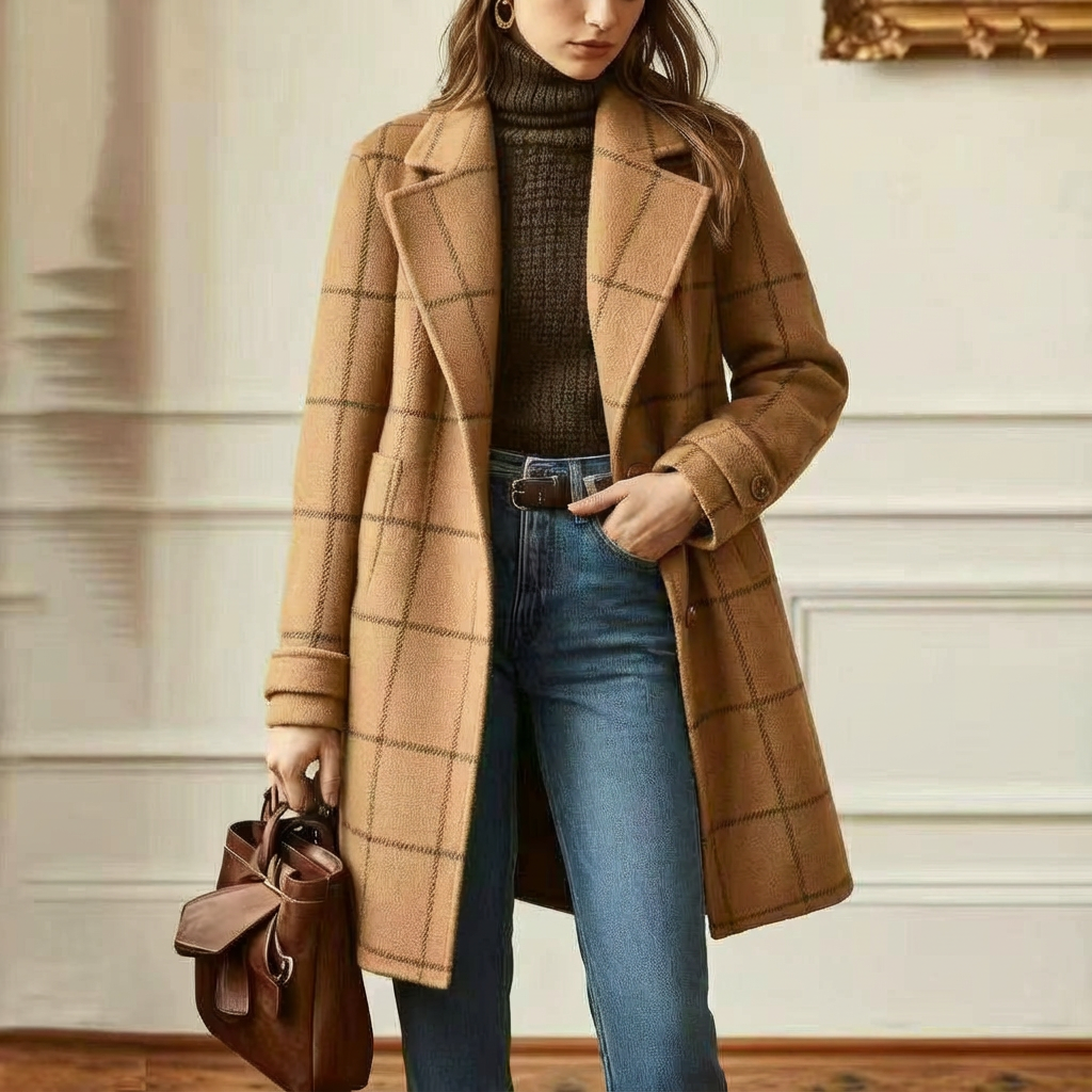 Arvae – Manteau à carreaux raffiné