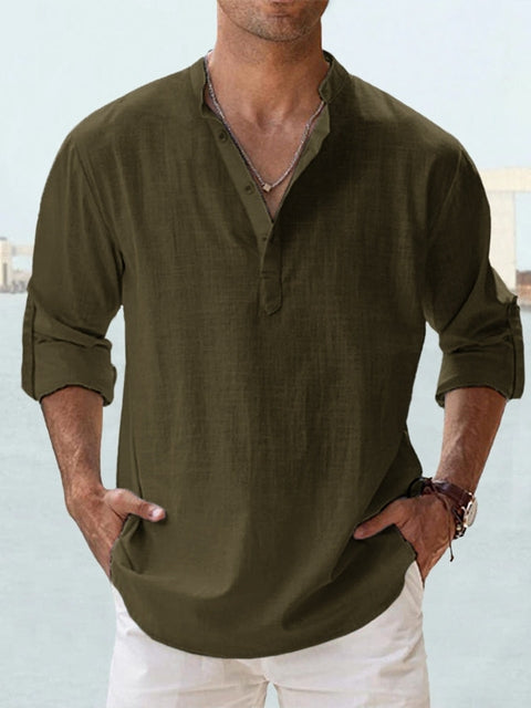 Mode Lumiere™ | Chemise Henley légère en lin pour homme