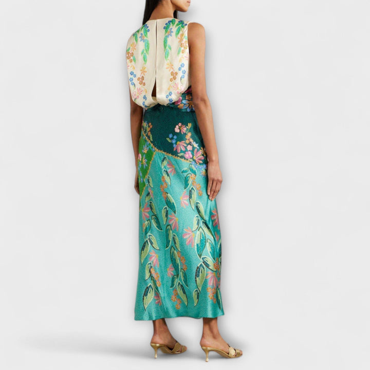 Aisling - Robe Maxi Élégante avec Fronces et Motif Floral