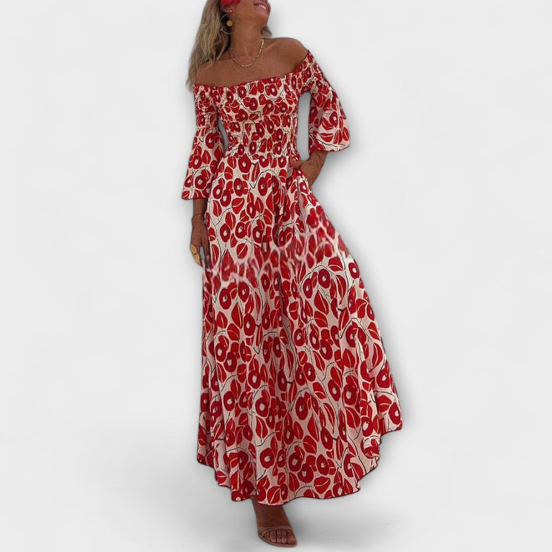 Sienna - Robe maxi à épaules dénudées, idéale pour les vacances