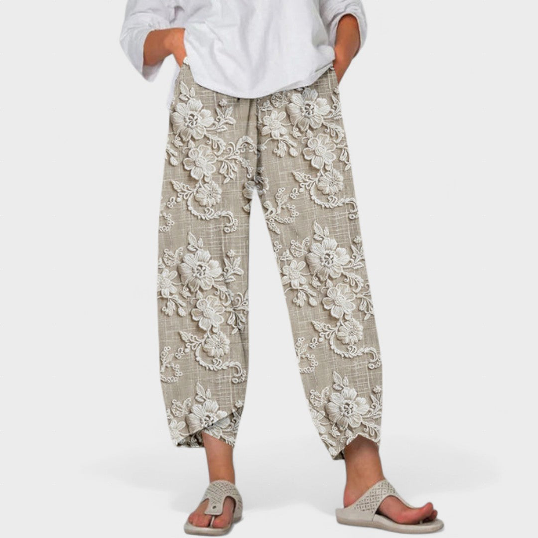 Mode Lumiére™ Pantalons floraux élastiques et confortables