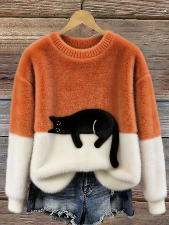 Sweat Femme avec Motif de Chat