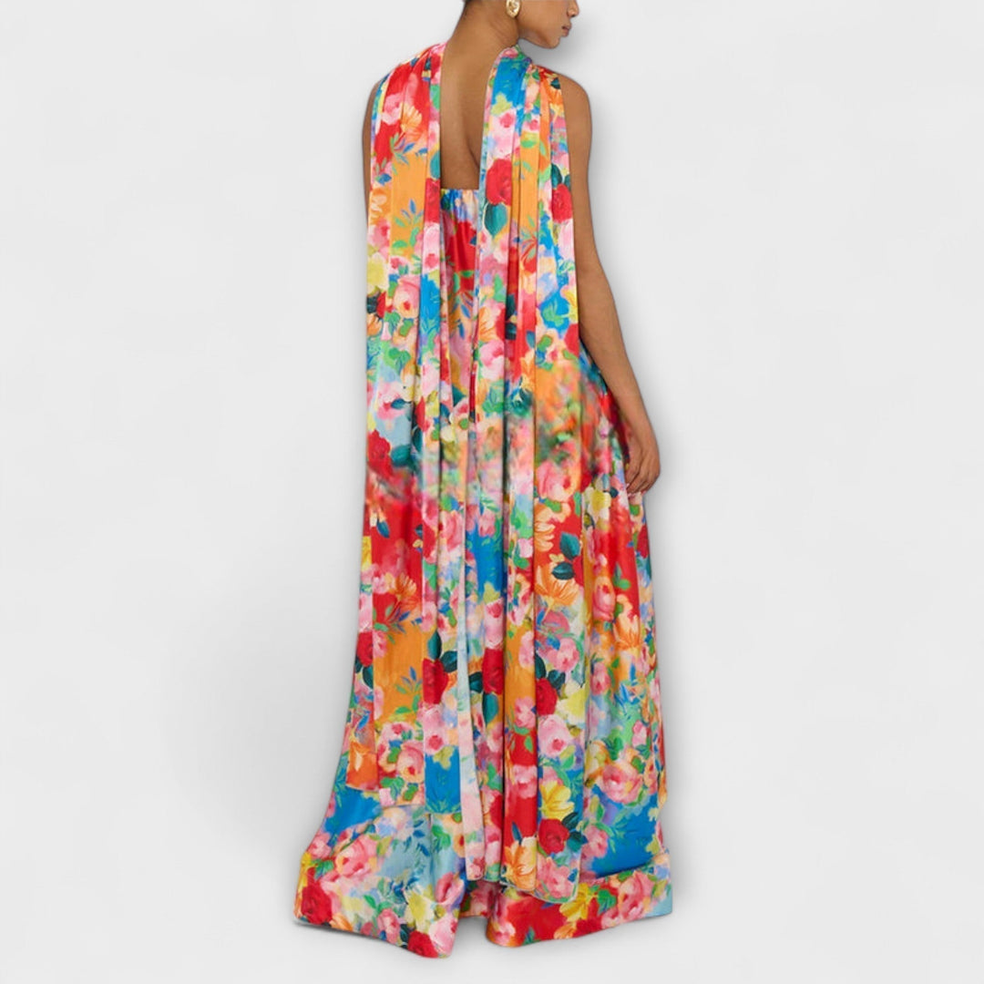 Harlow - Robe maxi à motifs floraux et épaules dénudées