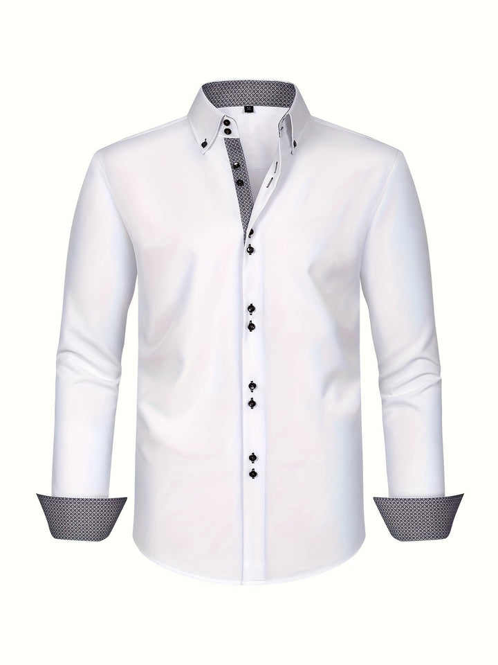 Mode Lumiére™ | CHEMISE ÉLÉGANTE LÉGÈRE AVEC DÉTAILS CONTRASTÉS
