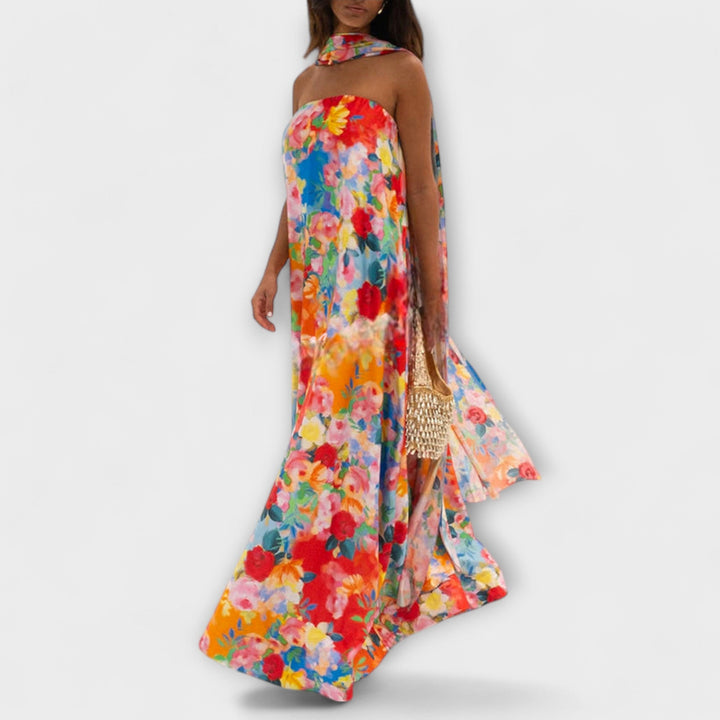 Harlow - Robe maxi à motifs floraux et épaules dénudées