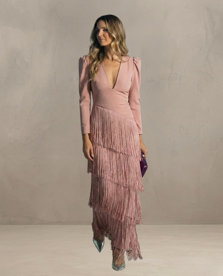 KLARA | ROBE ÉLÉGANTE AVEC MANCHES À FRANGES
