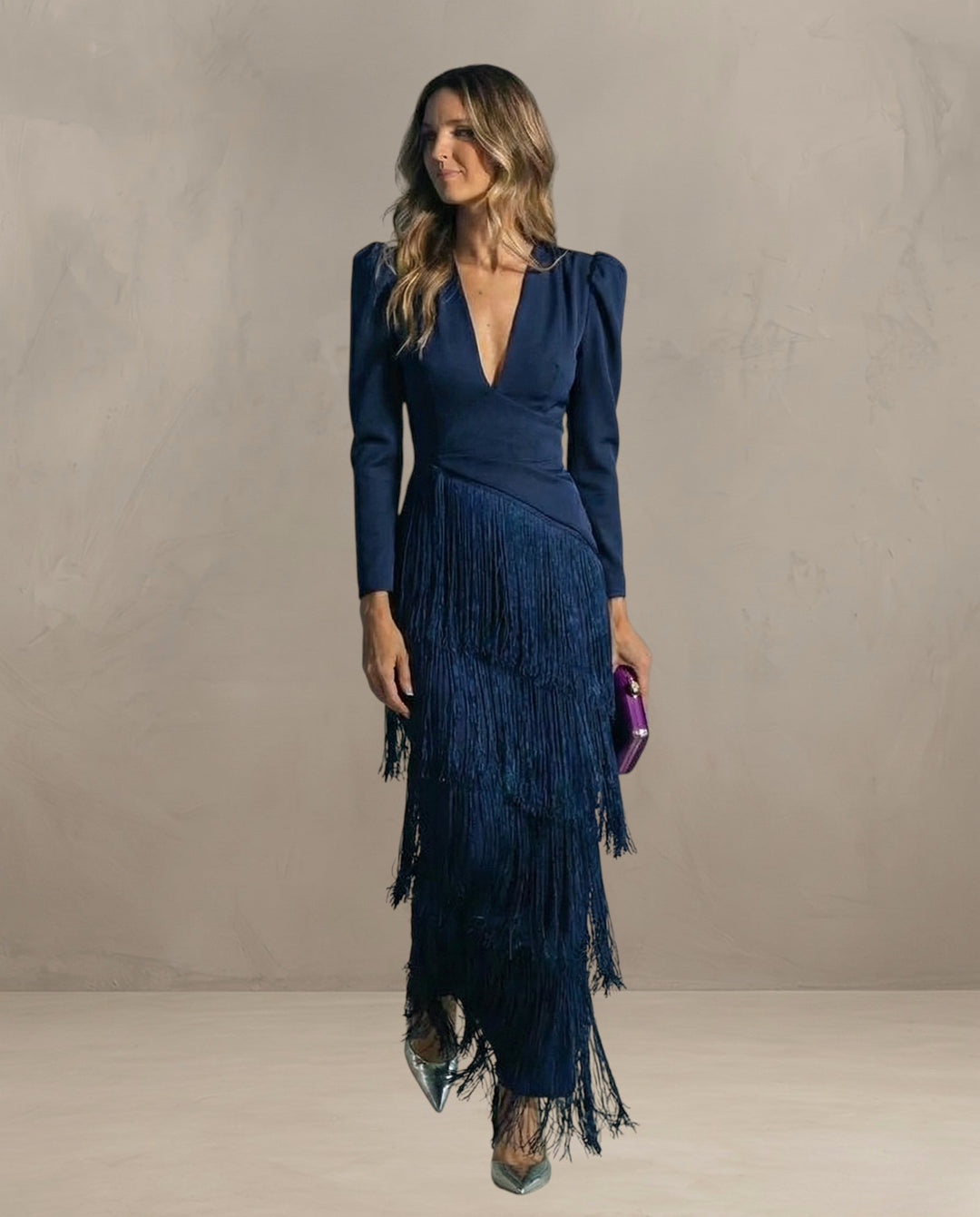 KLARA | ROBE ÉLÉGANTE AVEC MANCHES À FRANGES