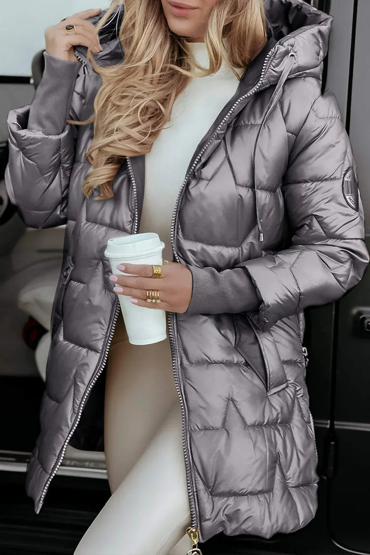 Nolwen - Manteau Hivernal Tendance à Capuche et Rembourrage