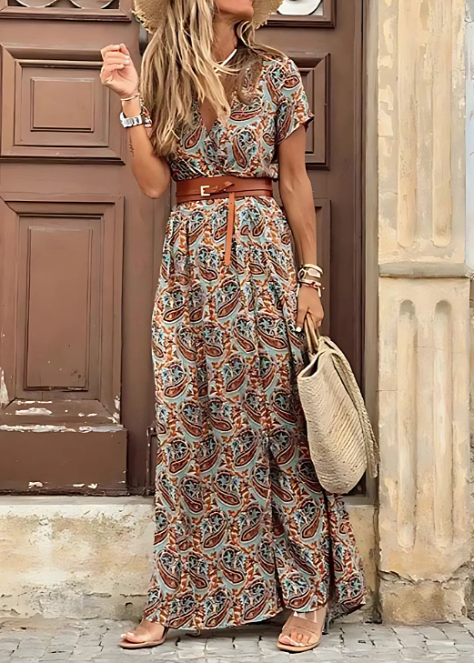 Mode Lumiére™ | ROBE LONGUE BOHÈME À TAILLE FRONCÉE