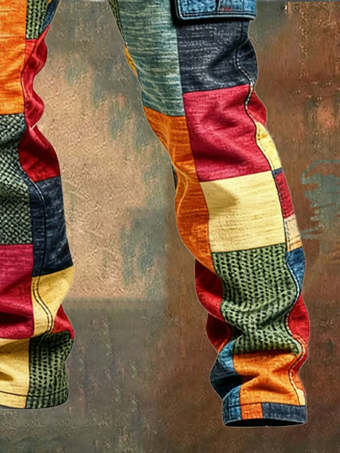 Pantalon cargo homme patchwork
