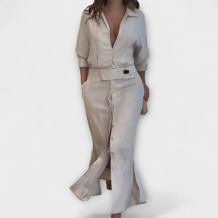 Jeannette - Robe maxi avec décolleté en V