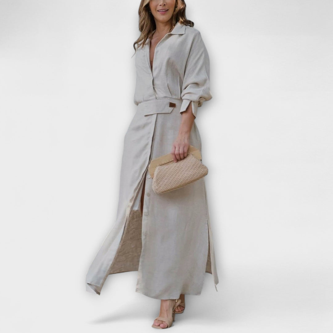 Jeannette - Robe maxi avec décolleté en V