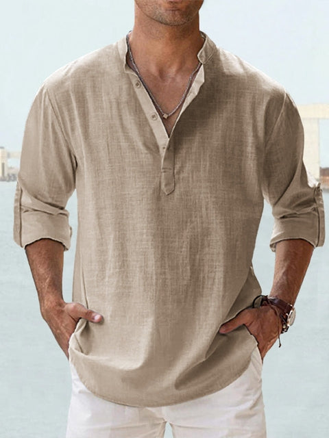 Mode Lumiere™ | Chemise Henley légère en lin pour homme