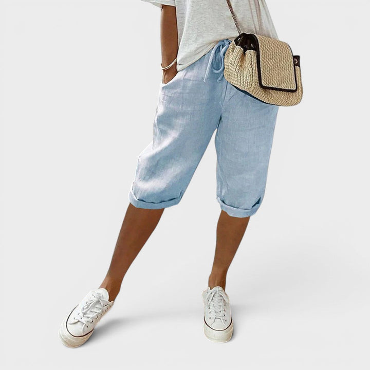 Céleste | Short en lin-coton léger