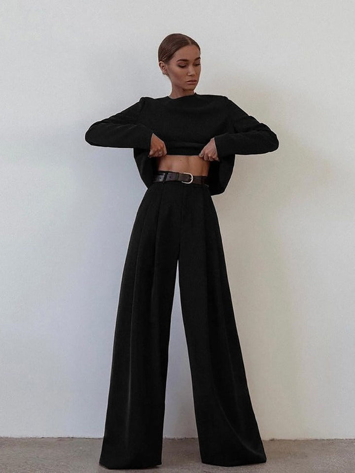Ensemble chemise à manches longues et pantalon large pour femmes