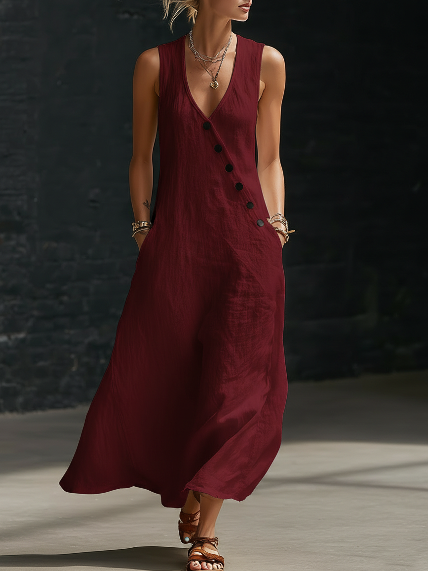 Sophie | Robe Maxi Boutonnée Minimaliste