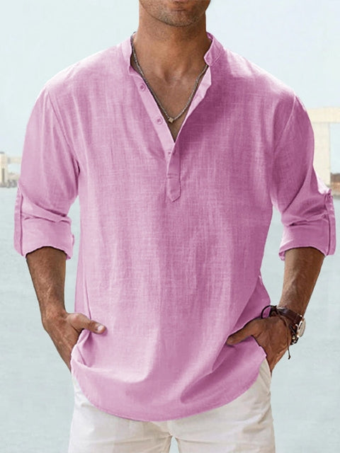 Mode Lumiere™ | Chemise Henley légère en lin pour homme