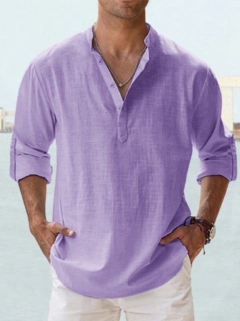 Mode Lumiere™ | Chemise Henley légère en lin pour homme