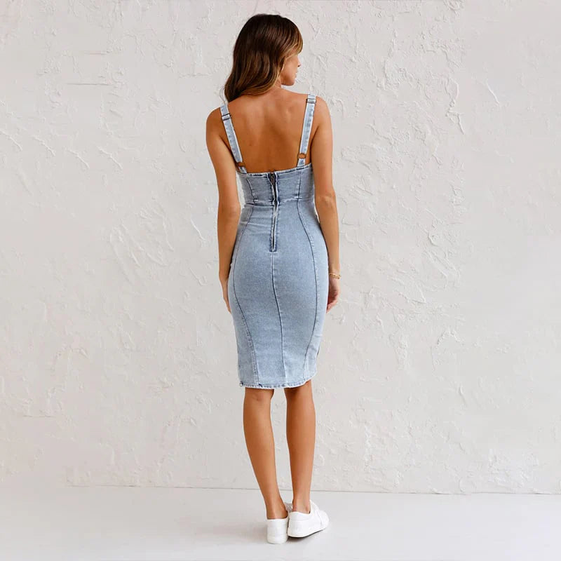 Lenoir™ | Robe Camisole Moulante en Denim